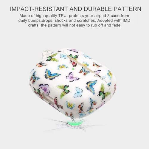 Miniatura 4 de Funda para Airpods 3 de mariposa, funda CutebriCase AirPods de tercera generación 2021 para mujeres y niñas, funda protectora rígida para AirPods 3