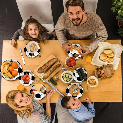 Miniatura 2 de 96 platos de fútbol y servilletas, suministros para fiesta, juegos de vajilla para fiesta de fútbol, incluye platos de papel, servilletas, tenedor