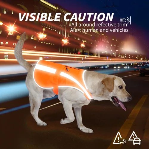 Miniatura 6 de Chaleco reflectante para perros de razas medianas y grandes, chaleco de seguridad para perros de alta visibilidad con campanilla removible