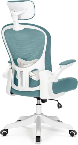 Miniatura 8 de Silla de oficina ergonómica, soporte lumbar ajustable y reposacabezas, silla de escritorio con respaldo alto con brazos abatibles para oficina