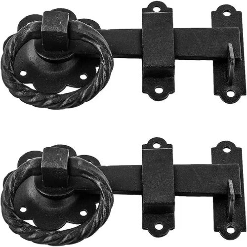 Miniatura 16 de Renovators Supply Manufacturing Acabado negro de la capa del polvo del pestillo de la puerta del pulgar de Norfolk del hierro forjado