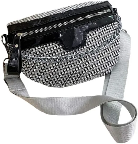 Amosfun Riñonera con diamantes de imitación 10-12 para niñas con brillantina, 1 bolsa versátil cruzada para el pecho, bolsa de cintura para viajes,