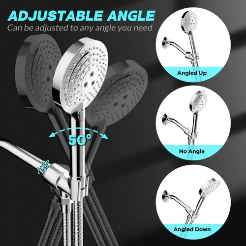 Miniatura 3 de Soporte de Cabezal de Ducha para Duchas de Mano, Montura de Brazo de Ducha Ajustable con Junta Esférica Giratoria, Soporte Premium de ABS, Conecta