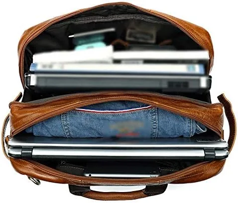 Miniatura 6 de BITWIT Shoulder Bags, Men's Leather Bags, Men's briefcases, Leather Laptop Bags, Office Bags, Men's Multifunctional Leather Luggage Bags, Men