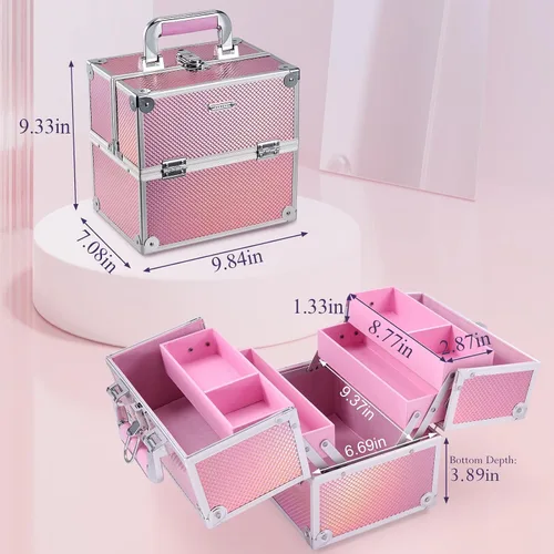 Miniatura 5 de Frenessa Estuche de Maquillaje Caja de Maquillaje Organizador de Cosméticos Estuche Portátil de Artista de Maquillaje Estuche de Viaje Caja