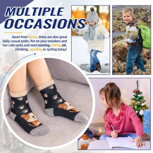 Miniatura 42 de Eocom 6 pares de calcetines de invierno cálidos de lana para niños y niñas