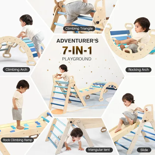 Miniatura 7 de Conjunto de Triángulo Pikler BlueWood - Azul Cielo