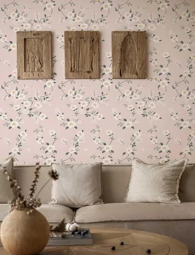 Miniatura 6 de YXTII Papel tapiz de 393.7" x 17.3" para despegar y pegar, papel tapiz floral rosa para dormitorio, papel decorativo para pared