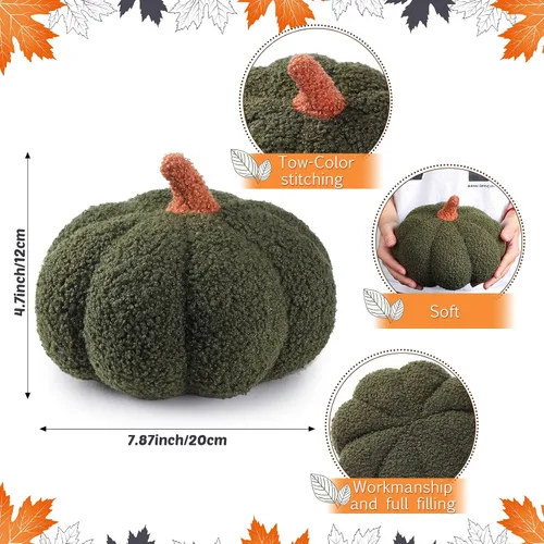 Miniatura 2 de Namalu 3 almohadas de calabaza de Acción de Gracias 3D, cojines suaves para sofá, decoración de calabaza para otoño, invierno, sala de estar, hogar
