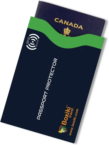 Miniatura 3 de Boxiki Travel - Fundas de bloqueo RFID con código de color para evitar robos de identidad y sobres de bloqueo RFID (azul marino)