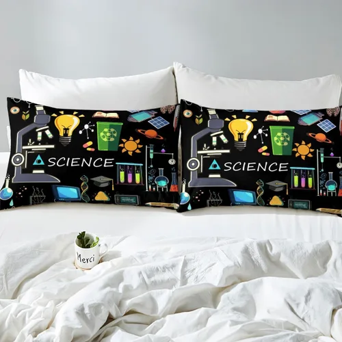 Miniatura 7 de Erosebridal Juego de ropa de cama con temática científica tamaño individual para niños y niñas, adolescentes, regalos de regreso a clases, funda
