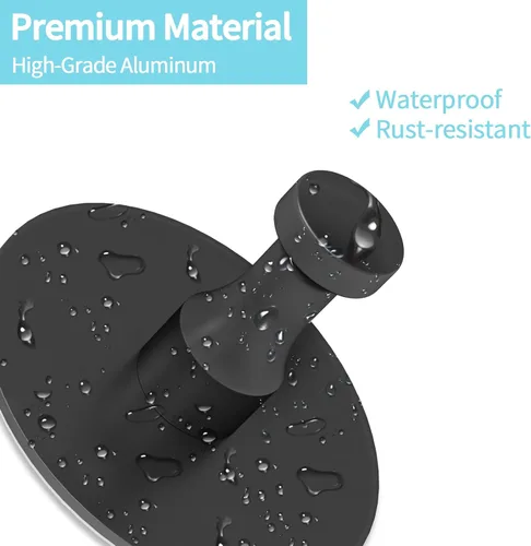 Miniatura 2 de STWWO Ganchos Adhesivos para Paredes Sin Daños 4 Piezas, Ganchos para Toallas de Aluminio Resistente con Adhesivo Fuerte para Baños para Ducha Negro
