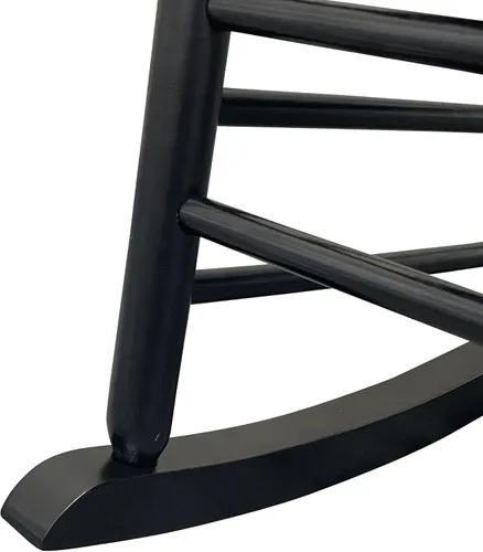 Miniatura 7 de Silla mecedora de madera maciza, balancín de porche delantero para adultos, carga de 280 libras
