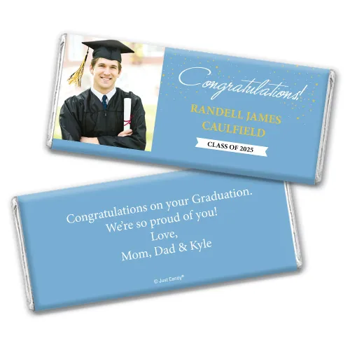Miniatura 21 de Barras de caramelo envueltas con foto, regalos de fiesta de graduación personalizados de 12 quilates, felicitaciones (12 unidades), color azul bebé