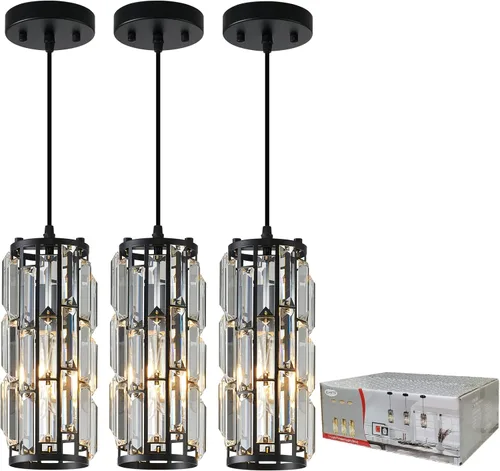 Miniatura 13 de Luces Colgantes Luz Colgante Dorada Moderna, Mini Lámpara Colgante de Cristal, Iluminación Colgante Ajustable para Cocina, Comedor y Dormitorio