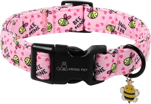ARING PET Collar Rosa para Perro, Lindos Collares Amarillos con Abejas para Cachorros Pequeños, Medianos y Grandes para Perros Chicos y Chicas-XS