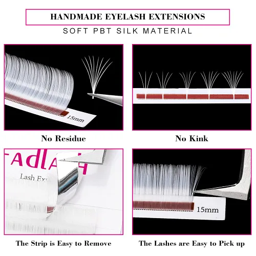 Miniatura 43 de Extensiones de Pestañas Rizo D 0.59-0.79 pulgadas Bandeja Mixta Seda Extensiones de Pestañas Clásicas Suministros Extensiones de Pestañas