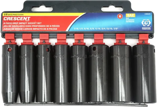 Crescent Juego de llaves SAE de impacto profundo de 8 piezas de 1/2" con 6 puntos - CIMS2N