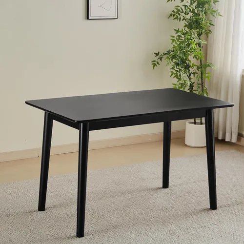 Miniatura 5 de Mesa de comedor de 47 pulgadas, mesa de cocina de madera maciza negra, adecuada para espacios pequeños, muebles modernos para el hogar