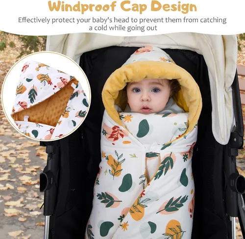 Miniatura 3 de Manta de invierno para asiento de automóvil para bebés, manta de asiento de automóvil Minky Dot para bebés recién nacidos, ajuste universal para Hoja