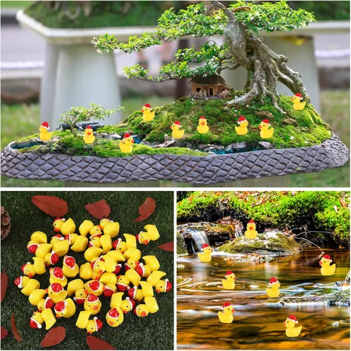 Miniatura 6 de 50 mini patos de resina, mini patos de Navidad, figuras de pato en miniatura para manualidades, casa de muñecas, decoración del jardín, decoración