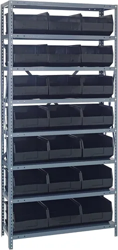 Miniatura 220 de Quantum QSBU-245BK Heavy Duty Shelving Unit with (7) Shelves and (24) QUS245 Black Bins for Garage Warehouse Storage Distribution 400 lb Load
