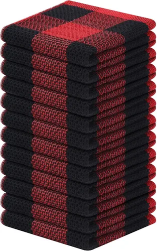 Miniatura 29 de Mordimy Toallas de cocina 100% algodón con tejido de gofre, 13 x 28 pulgadas, paños de cocina súper suaves y absorbentes para secar platos, paquete