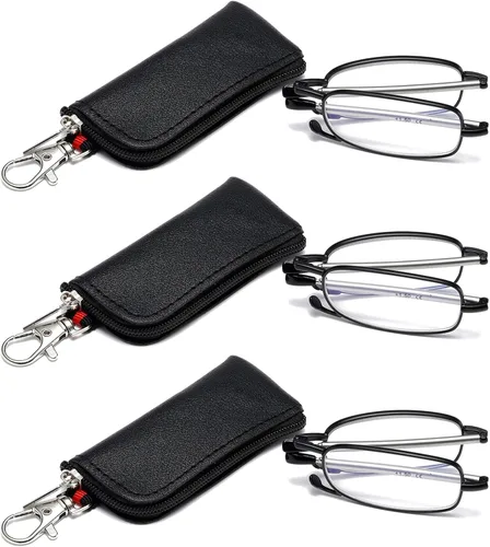 Miniatura 6 de Gafas de lectura plegables para hombres y mujeres, llavero compacto para lectores con luz azul, anteojos portátiles de bolsillo