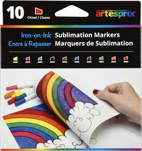 Artesprix Marcadores de tinta para impresión y dibujo por sublimación, punta de cincel de color básico, juego de 10 colores