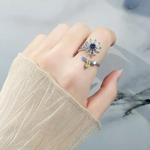Miniatura 97 de Anillo de plata 925, anillos de plata ajustables para mujer, anillos de pulgar abiertos, anillos de circonio, anillos ajustables, anillos abiertos