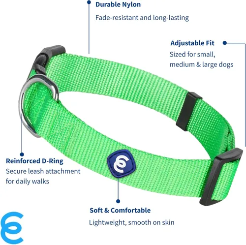 Miniatura 2 de Blueberry Pet Essentials - Collar de perro grande ajustable y duradero verde neón para machos Collares clásicos para perros grandes y pequeños