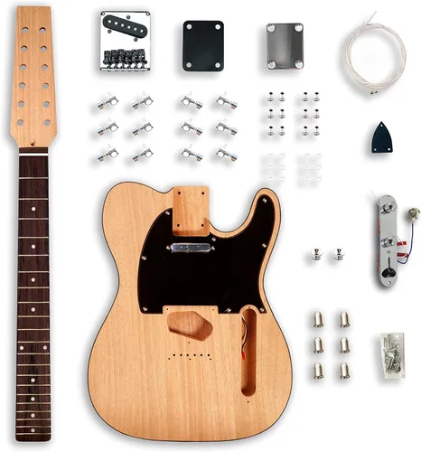 Miniatura 6 de DIY 12 cuerdas ST estilo guitarra eléctrica kits caoba cuerpo arce cuello usted construye la guitarra