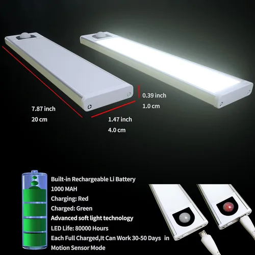 Miniatura 2 de Luces para debajo del gabinete, sensor de movimiento inalámbrico activado debajo del mostrador para cocina, armario, interior, despensa, escalera