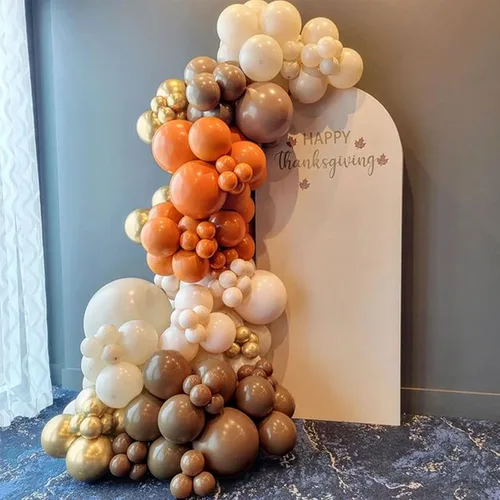 Miniatura 2 de Kit de guirnalda de arco de globos de otoño, globos de látex mate de terracota naranja quemado, arena, blanco, dorado, marrón, terracota