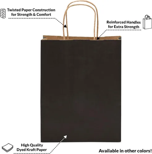 Miniatura 9 de Prime Line Packaging Bolsas de regalo negras, bolsas de regalo de papel con asas, bolsas al por menor para pequeñas empresas, boutique, compras, a