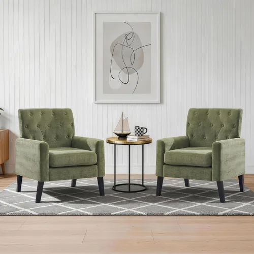 Miniatura 23 de Sillas decorativas modernas de mediados de siglo, silla de oficina de felpilla beige para recepción, silla de club tapizada para sala de estar