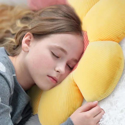Miniatura 3 de Coume 4 almohadas de flores de felpa de 15 pulgadas, almohadas de felpa en forma de margaritas, bonito cojín de asiento para el primer día