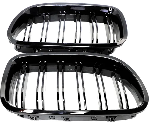 Miniatura 3 de Parrilla frontal F10 F18 compatible con BMW 5 Serie F10 F11 F18 M5 2010-2017, (juego de 2 rejillas dobles negras brillantes)