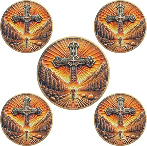 5 monedas de desafío cristiano de Filipenses 4:13 – Ficha religiosa de camino de fe con versículo de la Biblia – I Can Do All Things Through Christ