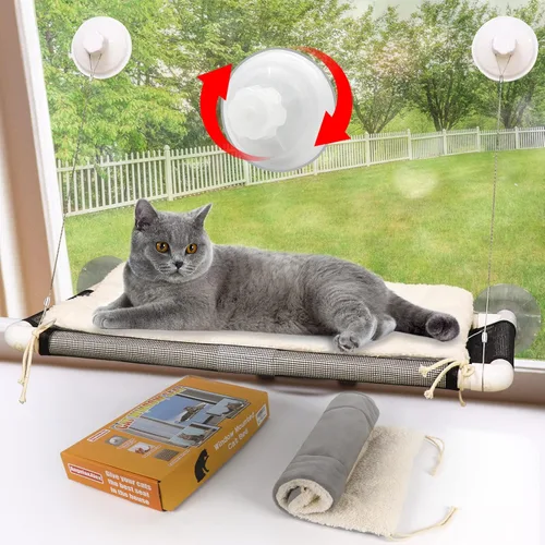 Percha de gato ZALALOVA, asiento de ventana para gato cama grande y resistente manta de forro polar 2025 ventosas de sujeción con tornillo y manta