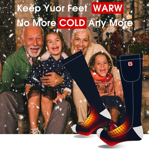 Miniatura 6 de Autocastle Calcetines calefactables para hombre, recargables, con pilas, calentadores de calor, calentados por batería, calentadores de pies