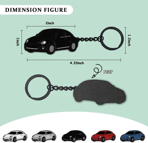 Miniatura 2 de Llavero para Volkswagen New Beetle,Para Volkswagen New Beetle Accesorios 2005-2022,Llavero de metal Negro