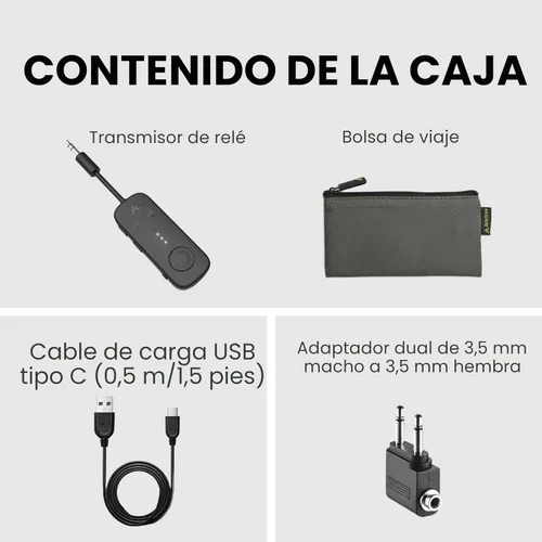 Miniatura 9 de Avantree Relé - Adaptador Bluetooth de avión premium con chipset Qualcomm avanzado, 2 auriculares compatibles, 25 horas de tiempo de reproducción