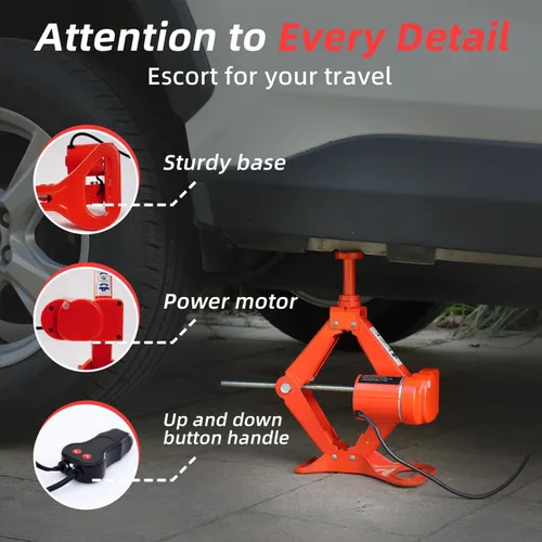 Miniatura 6 de STANDTALL - Gato eléctrico para autos 3T, gato de piso de tijera, juego de elevador automático de 12V, kit de reparación de neumáticos para Rojo
