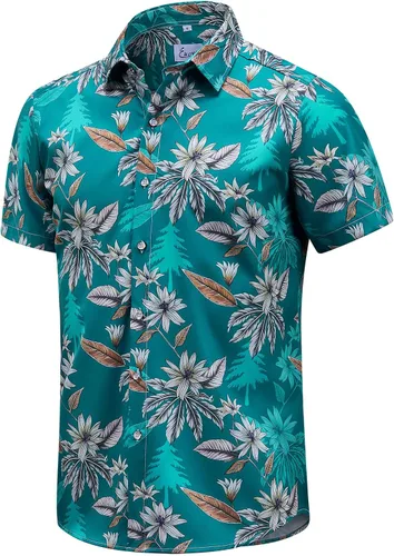 Miniatura 8 de EUOW - Camisas hawaianas para hombre de manga corta con botones, estampadas para la playa y el verano
