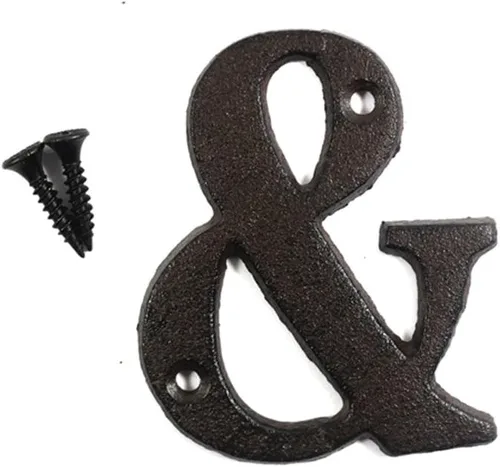 Letras del abecedario de 3" en metal de hierro fundido decorativas, estilo clásico, para colgar letreros de pared, dirección, nombre, letrero con la