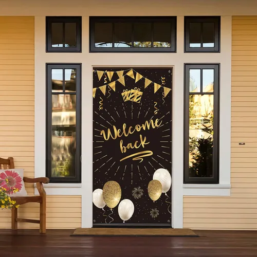 Miniatura 3 de Decoración de pancarta de bienvenida para puerta, decoración de fiesta de regreso a casa, decoración de fondo para cabina de fotos de fiesta