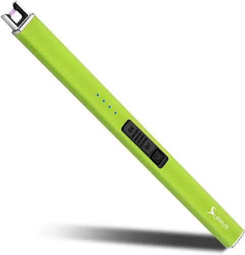 Miniatura 8 de SUPRUS Encendedor fluorescente que brilla en la oscuridad, encendedor eléctrico de velas, encendedor de arco USB recargable con bloqueo