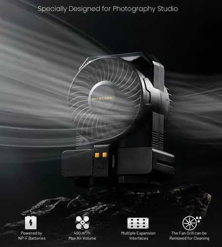 Miniatura 2 de Nitecore CineWind CW30 - Ventilador de viento portátil para estudio, velocidad del viento de 28.6 mi/h, con viento ajustable de 10 niveles