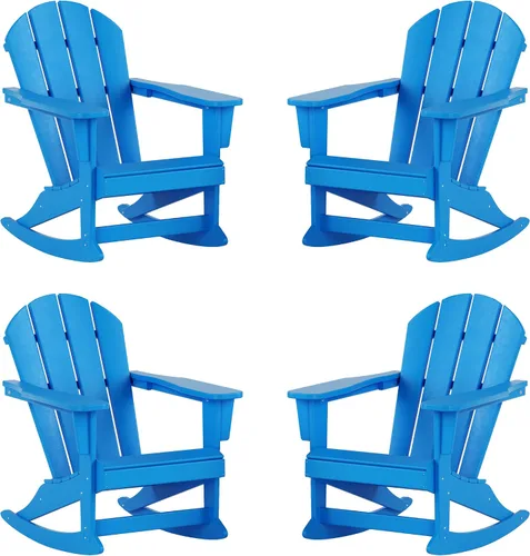 Miniatura 199 de WestinTrends Silla mecedora Malibu de poliéster para exterior/patio Adirondack, Negra